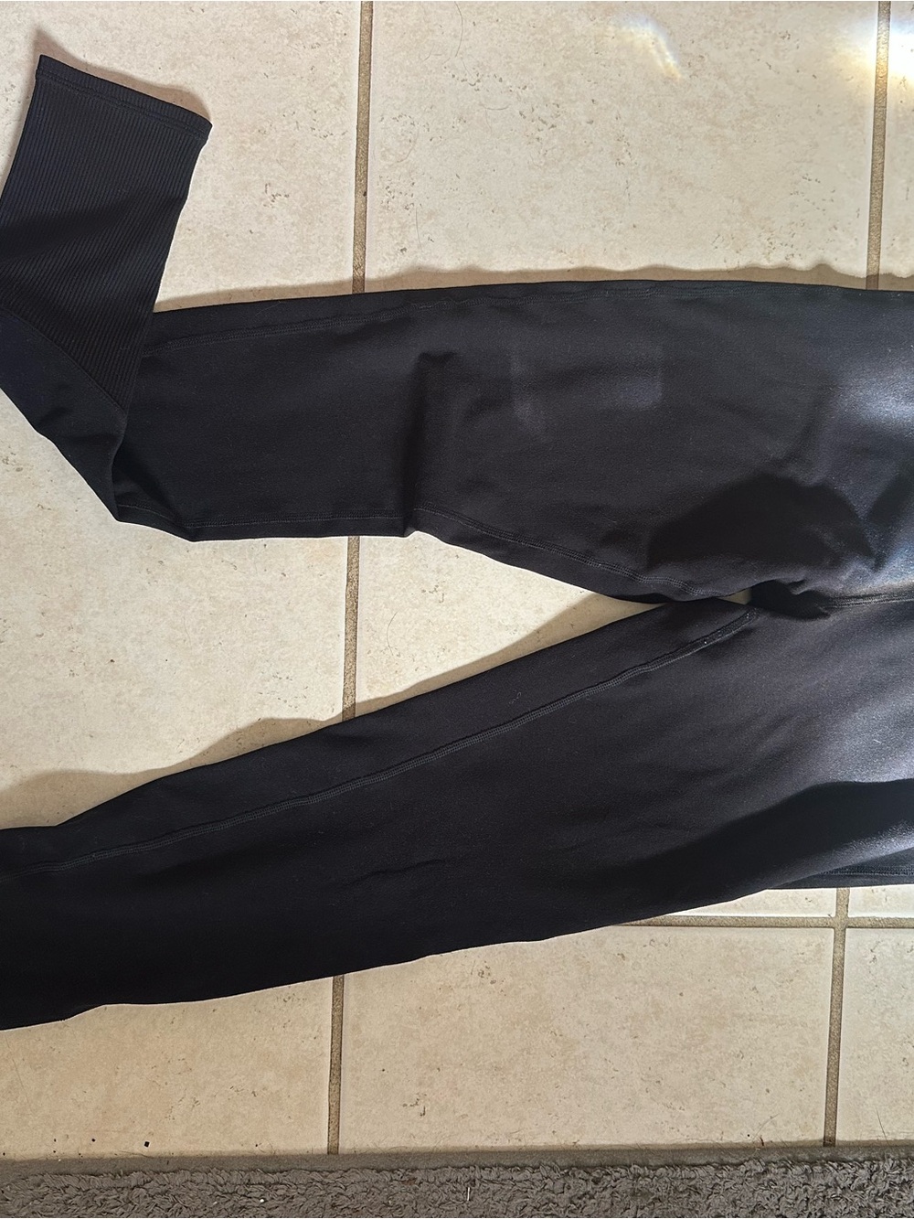 ALO Yoga Black Ribbed Waist Leggings